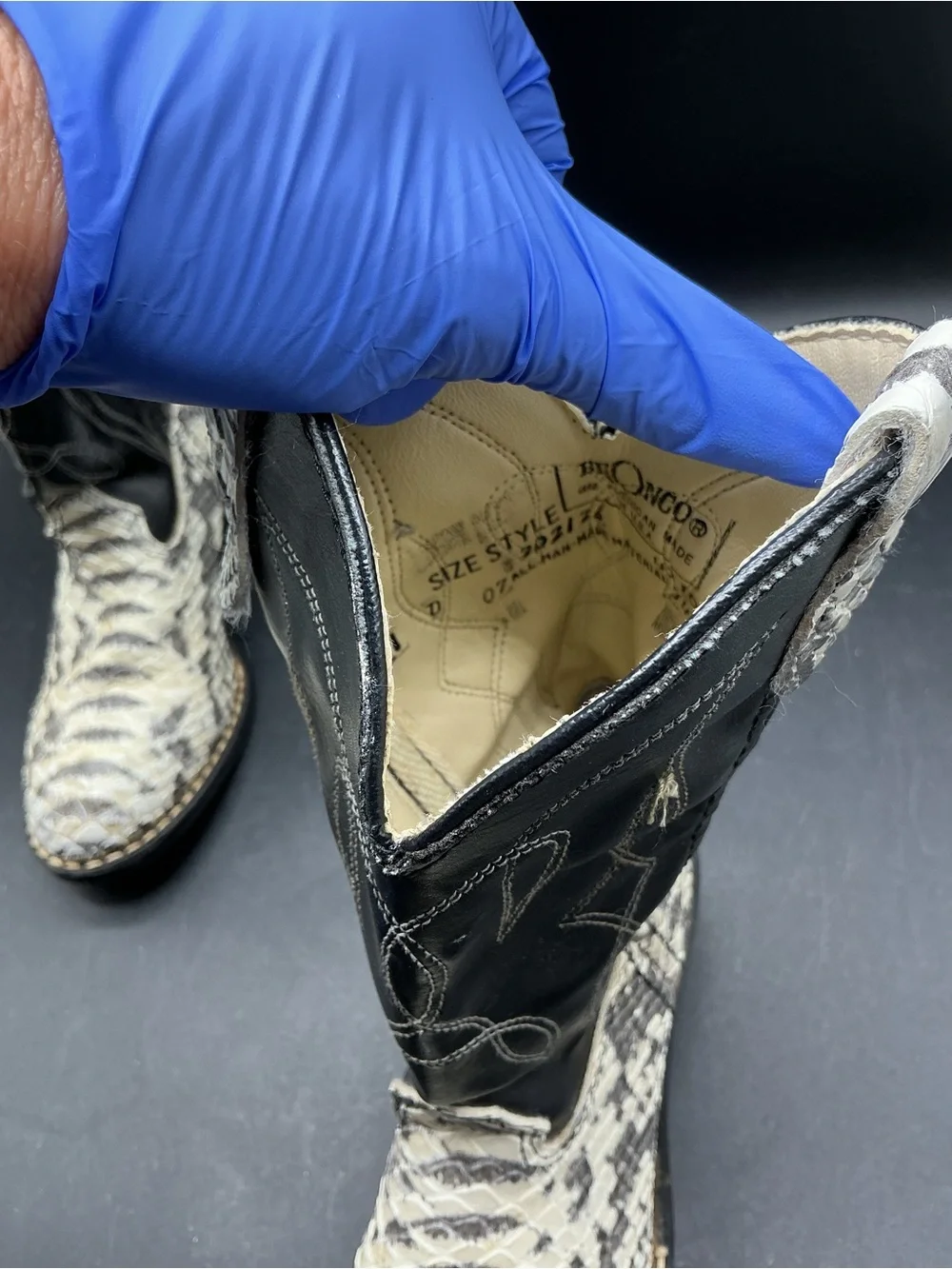 Kids Black and Gray Snake-Print Western Boots Bronco Vintage Y2K